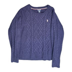 U.S. Polo Assn. Women's Cable Knit Crew Neck Sweater Navy Blue Large U.S. Polo Assn.