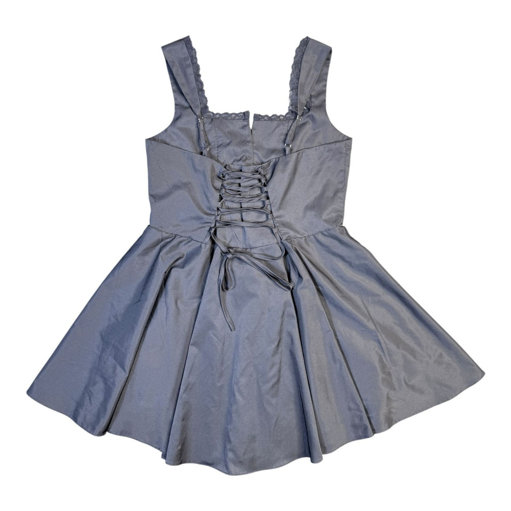 Black Sleeveless Lace Trim Corset Mini Dress