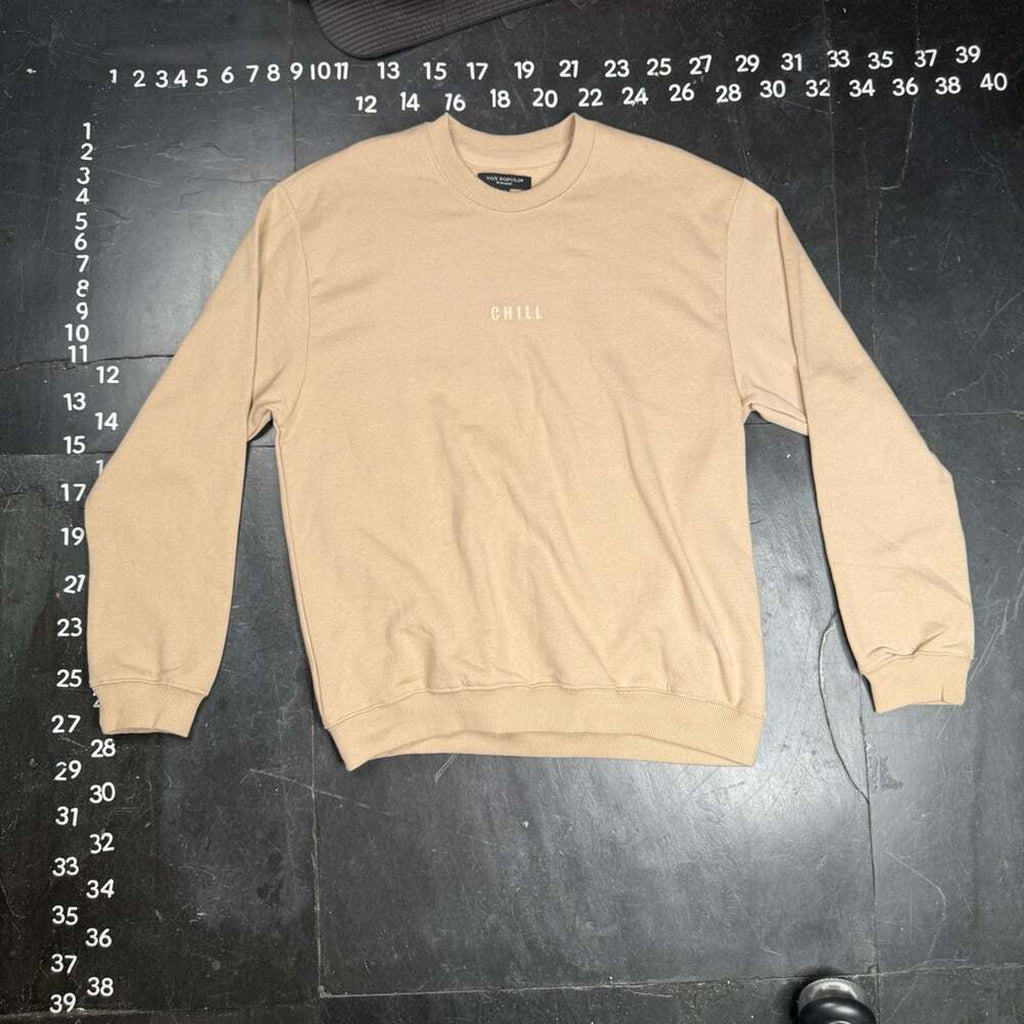 Vox Populi Chill Graphic Sweatshirt Tan Size Medium