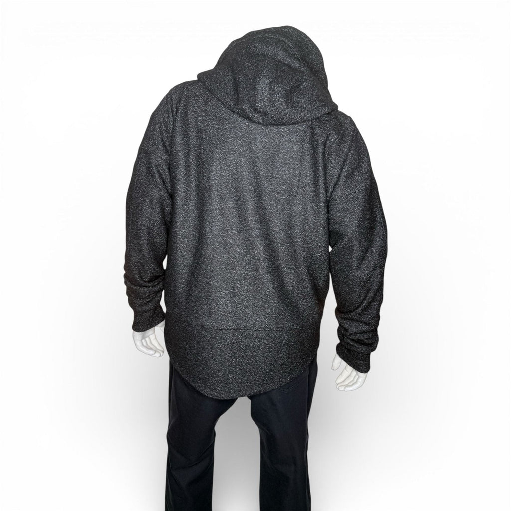 Black Marled Full-Zip Heavyweight Panel Hoodie