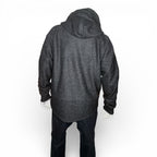 Black Marled Full-Zip Heavyweight Panel Hoodie