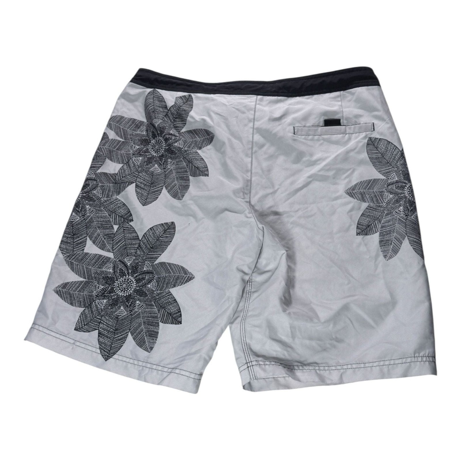 Armani Exchange Men's Board Shorts, Grey Floral Print Swim Trunks, Size M