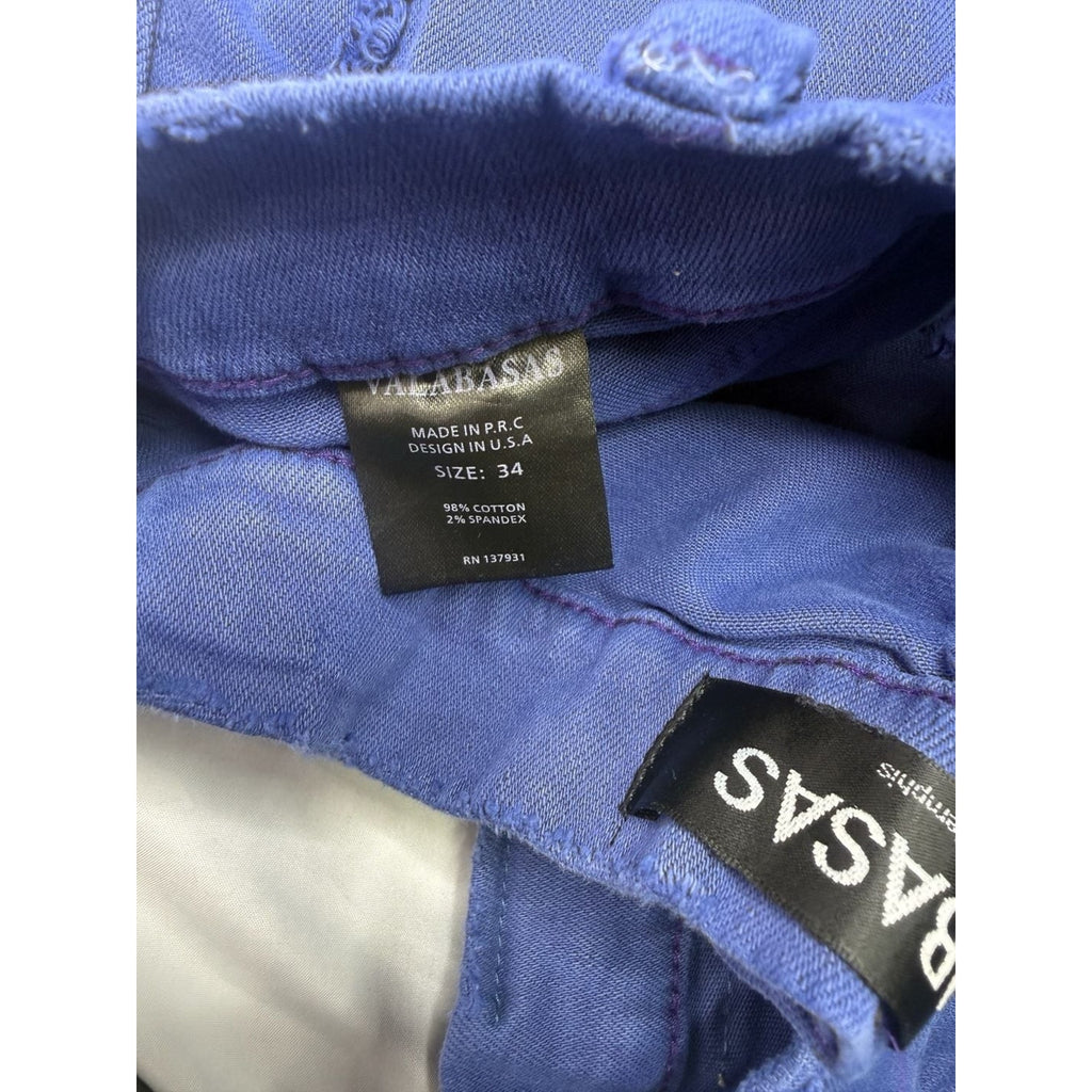 VALABASAS Royal Blue Distressed Multi-Pocket Flare Stacked Cargo Jeans