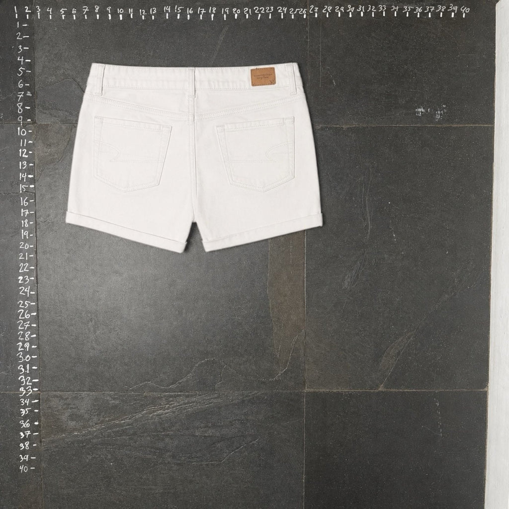 American Eagle Stretch White Denim Cuffed Shorts Size 0
