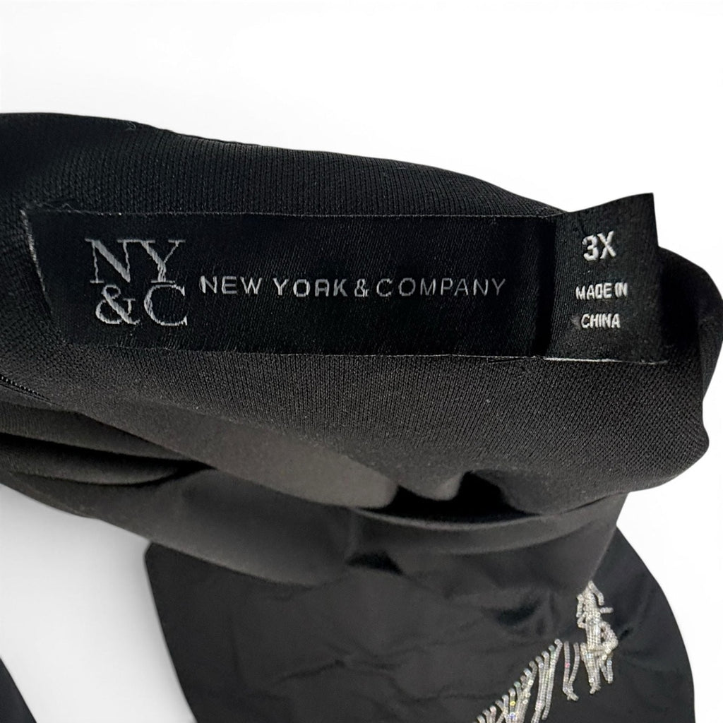 New York & Company Black Sleeveless Chain Fringe Hem Sheath Dress Size 3X