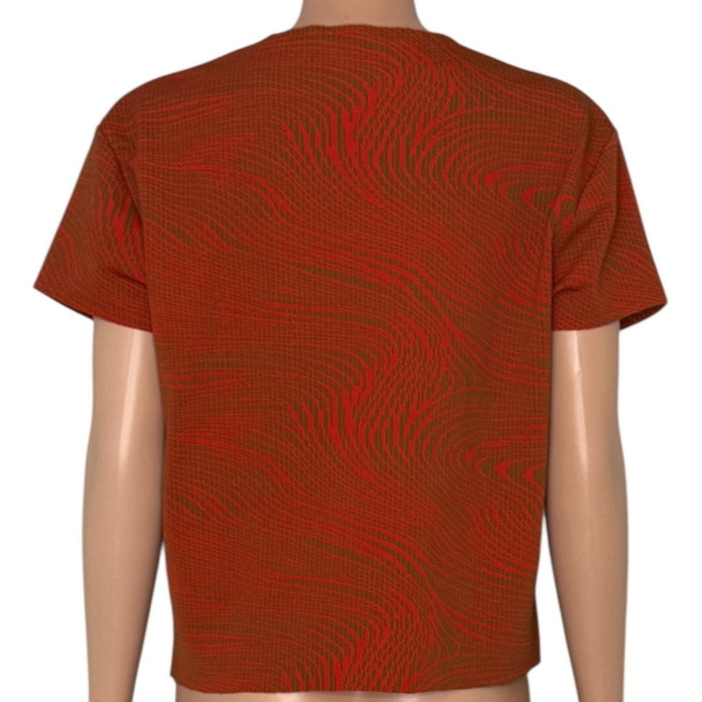 Acne Studios Red and Brown Wavy Textured Knit Short Sleeve T-Shirt