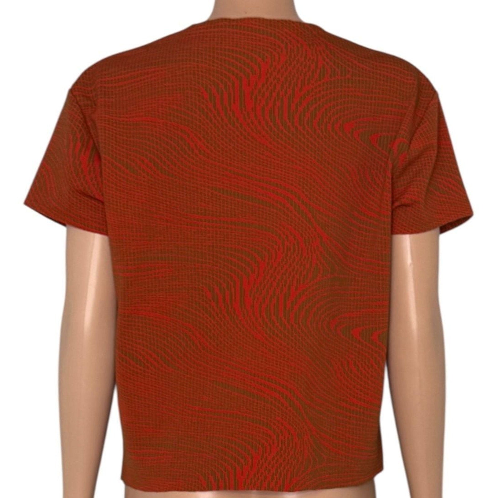 Acne Studios Red and Brown Wavy Textured Knit Short Sleeve T-Shirt