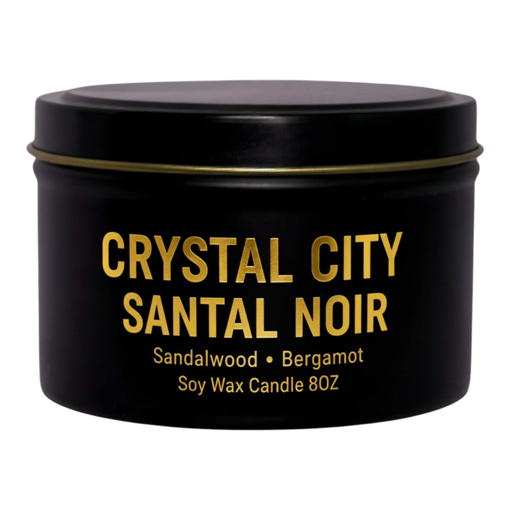 Santal Noir Luxury Soy Wax Crystal Candle  8 oz