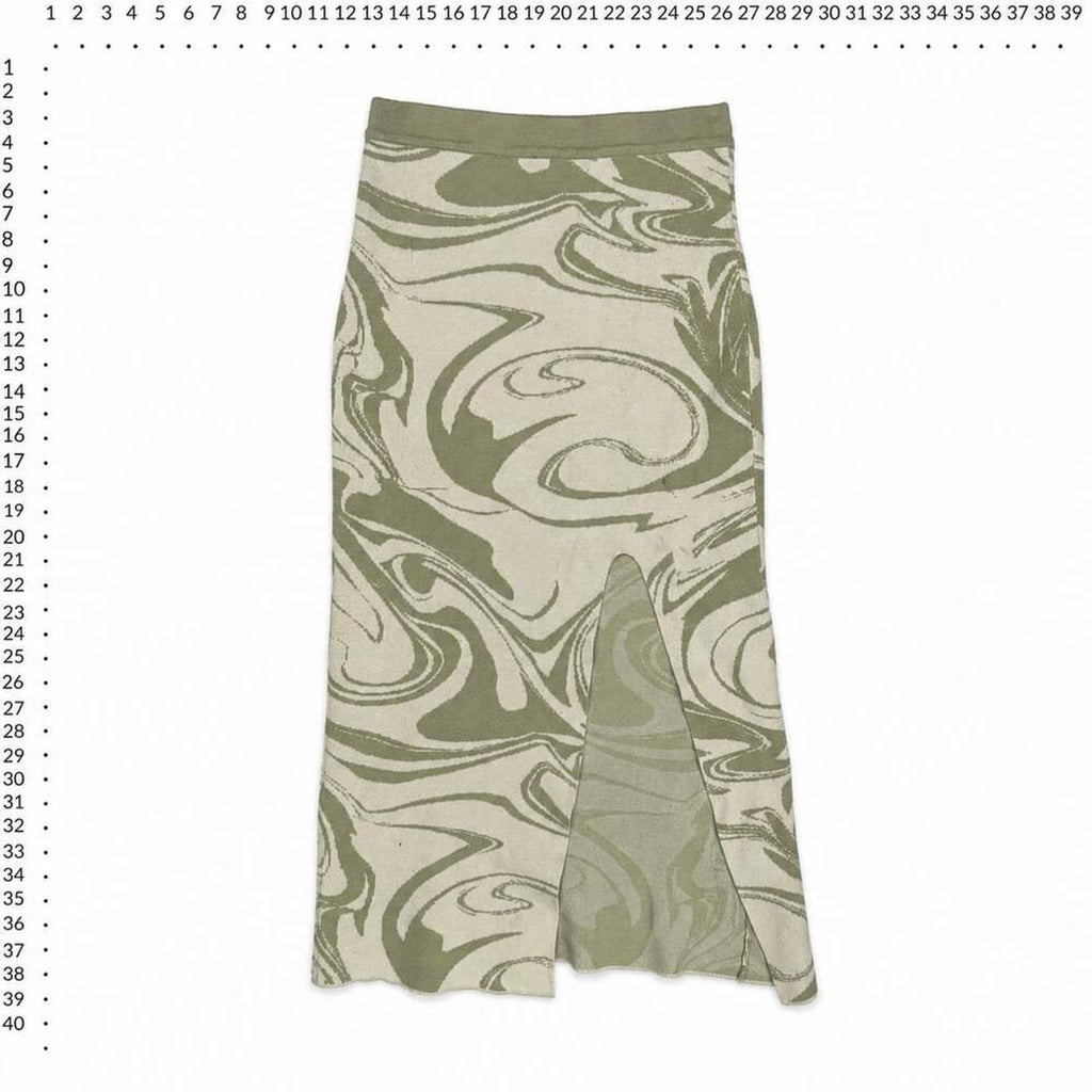 4th + Reckless Size S Green Swirl Print Knit Midi Skirt