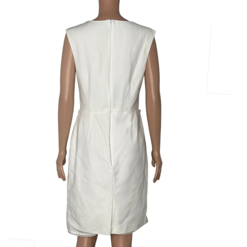 Black Republic Sleeveless Sheath Dress, Cream White Midi, Women's Size 10