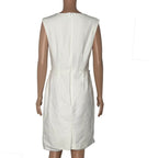 Black Republic Sleeveless Sheath Dress, Cream White Midi, Women's Size 10