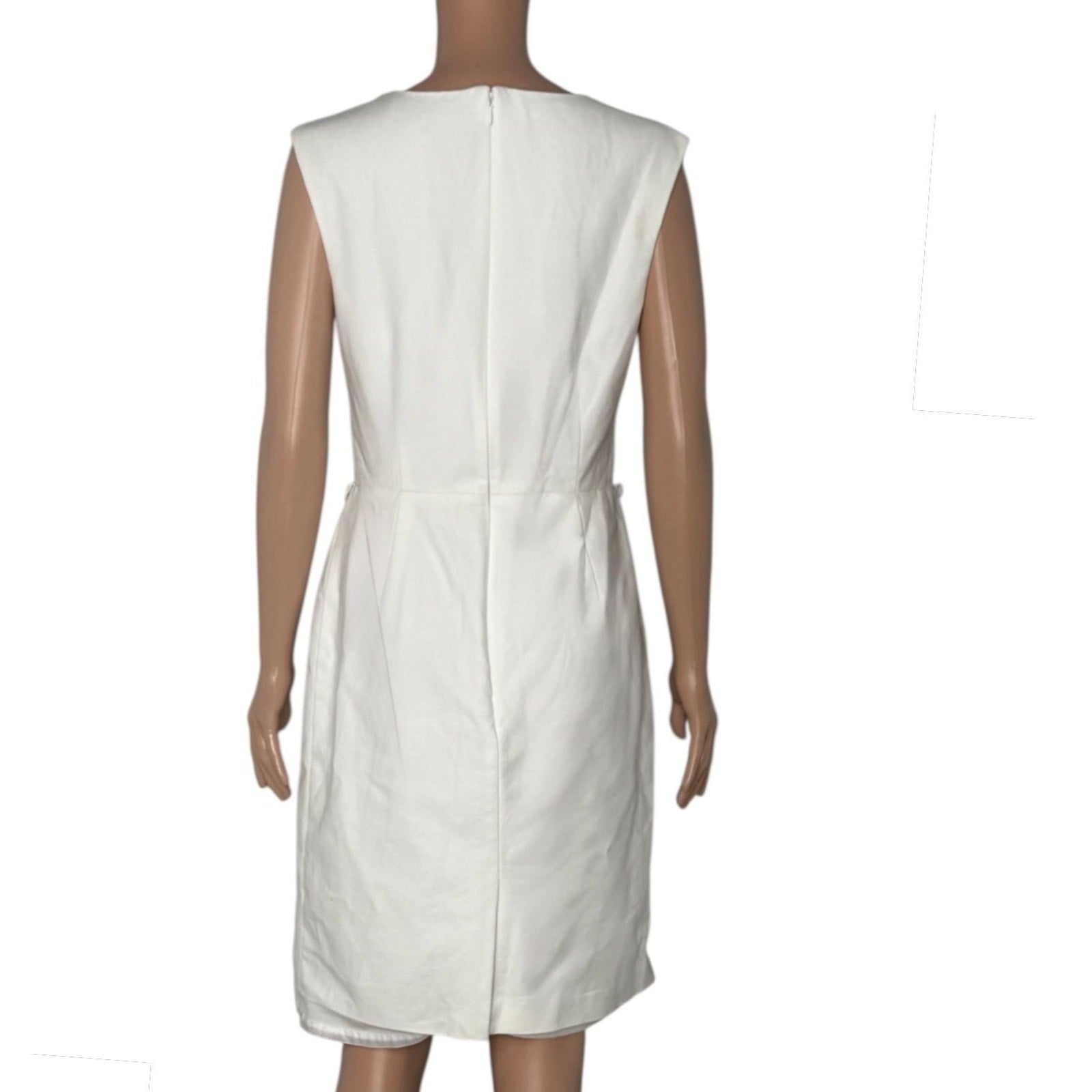 Black Republic Sleeveless Sheath Dress, Cream White Midi, Women's Size 10