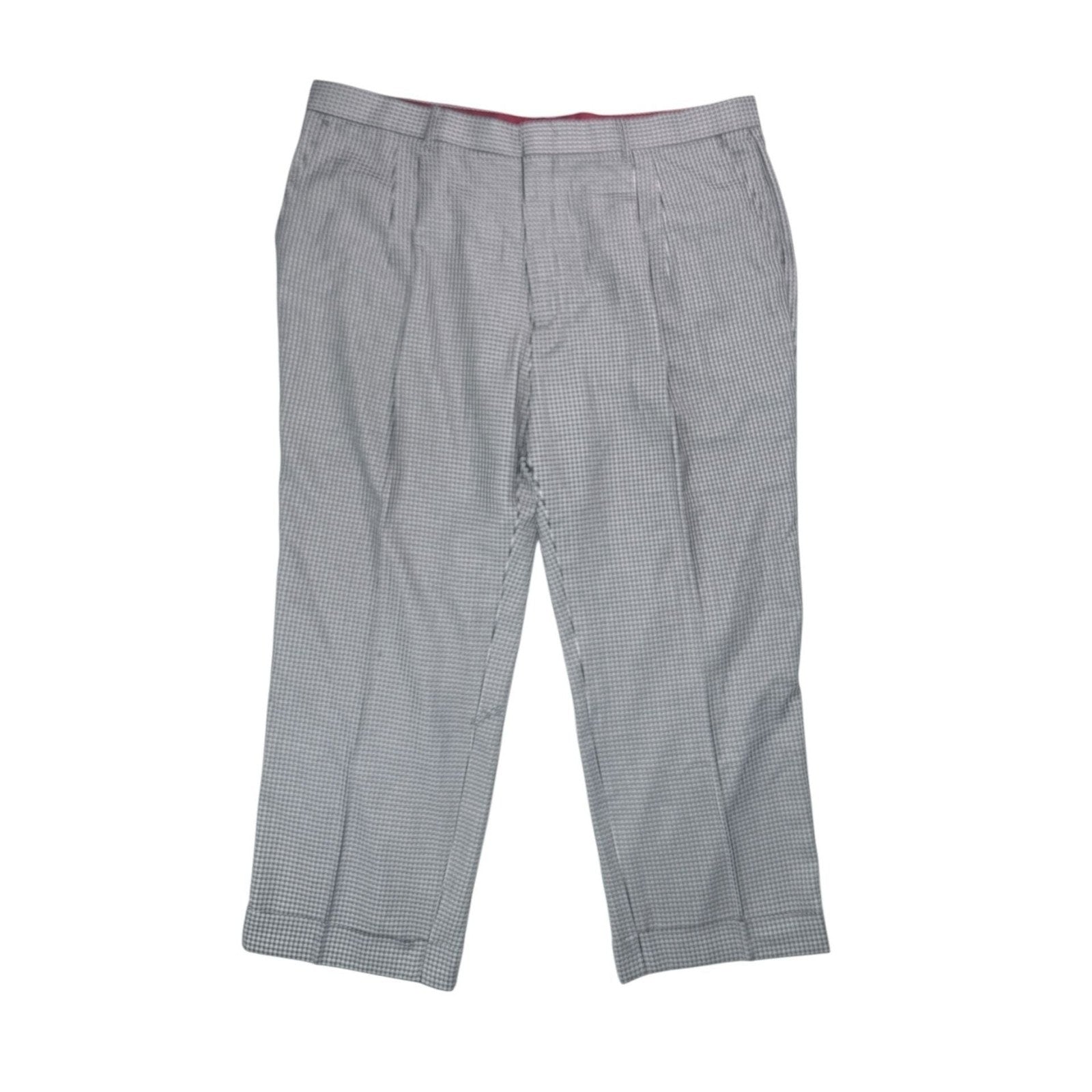 NN07 Simon Houndstooth Check Pleated Cotton Trousers