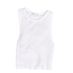 ZARA White Ribbed Racerback Crop Tank Top