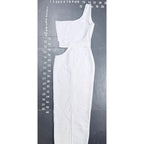 Fashion Nova White One Shoulder Cutout Belted Midi Dress Size S