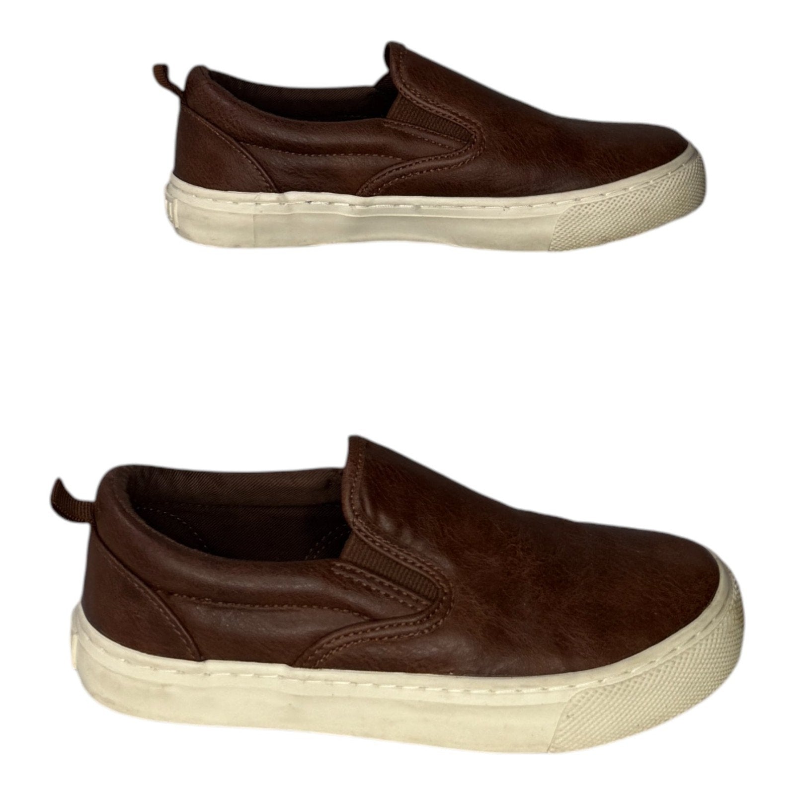 Old Navy Boys Faux-Leather Brown Slip-On Sneakers