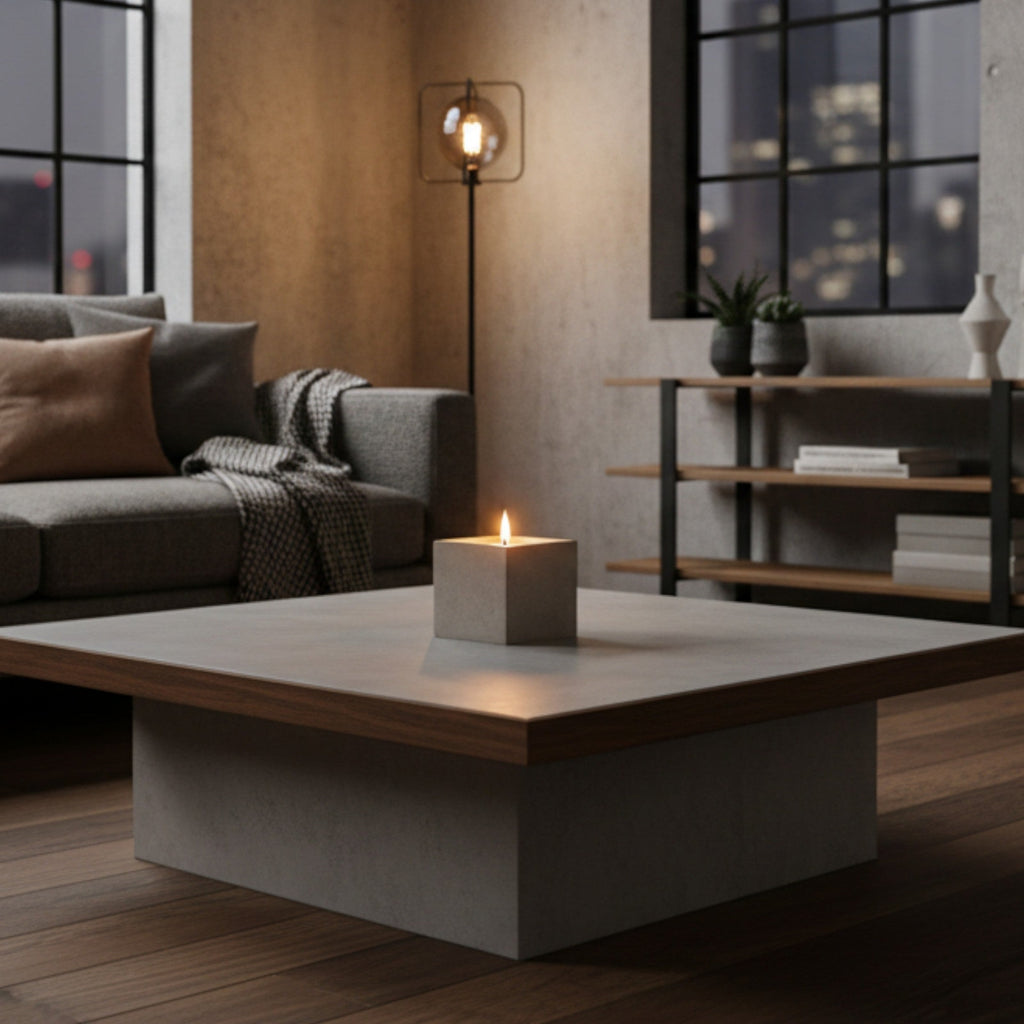 Soft Timber — Warm Vanilla Cedar Candle (Large Stone Block) — 14 oz / 35 oz