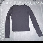 Hollister Gray Ribbed Long Sleeve Graphic Crop Tee Small