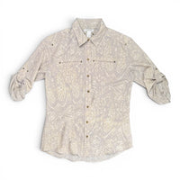 Calvin Klein Snakeskin Print Roll-Tab Sleeve Utility Button Down Shirt