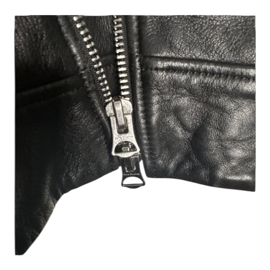 Acne Studios Nate Clean Leather Moto Biker Jacket Black