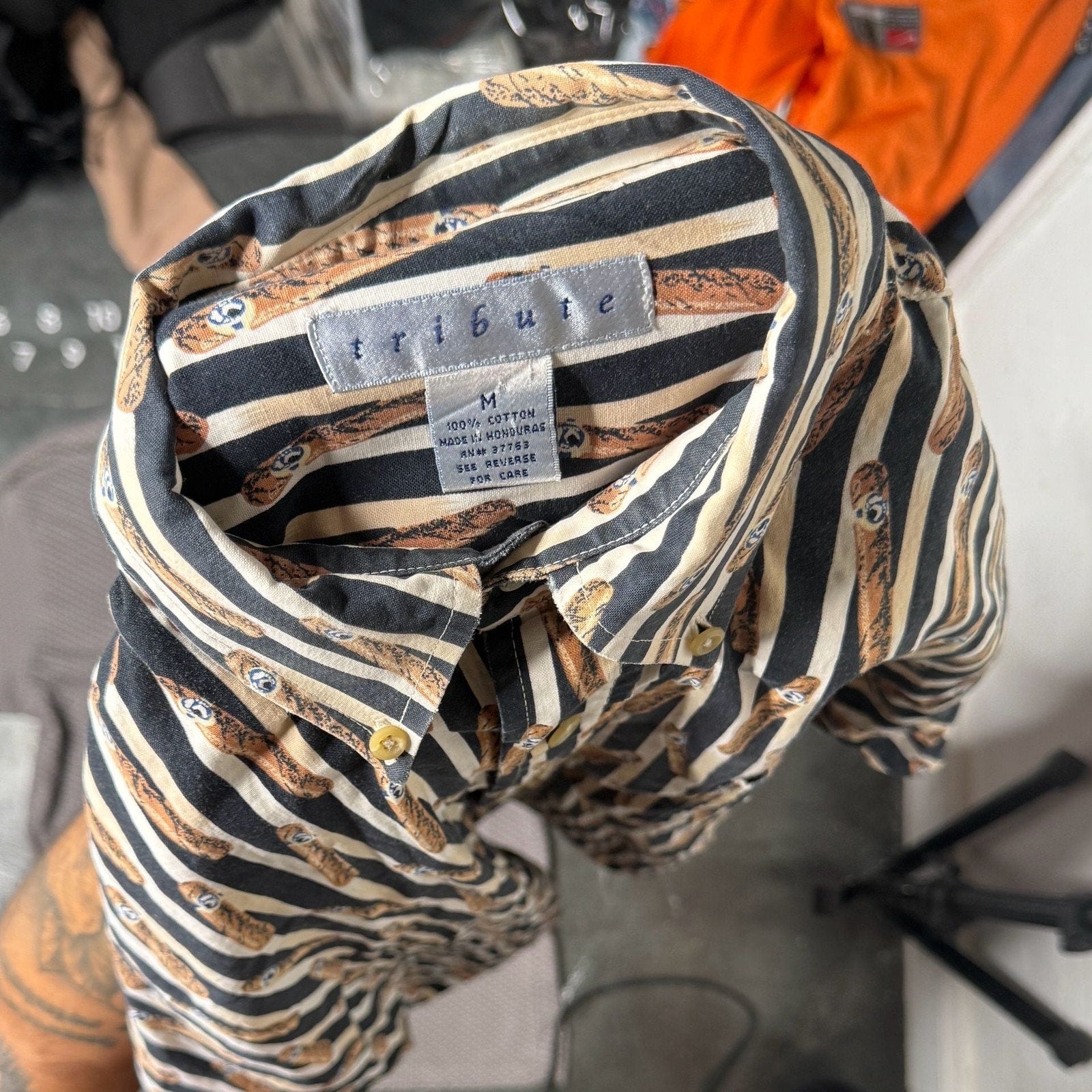 Tribute Vintage All-Over Cigar Print Button Down Shirt
