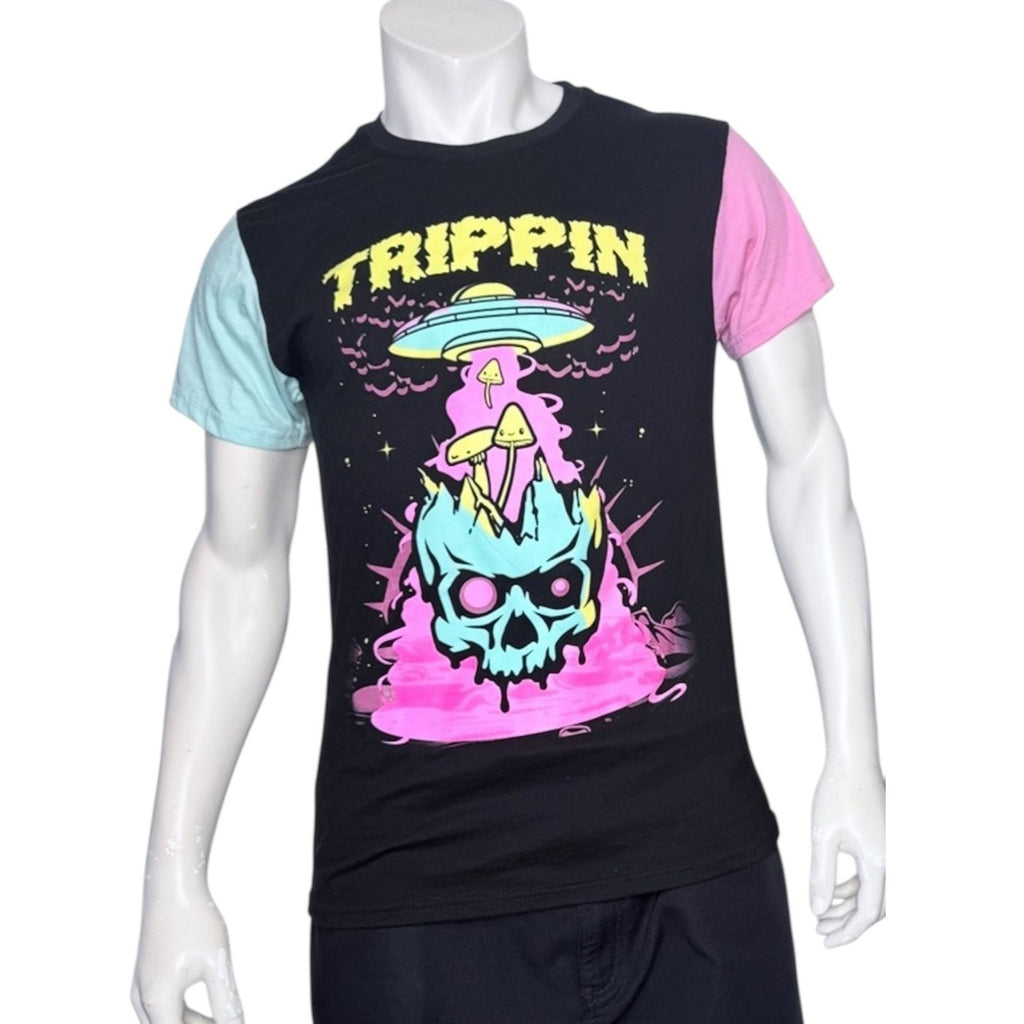 Fresh Laundry Trippin UFO Mushroom Skull Colorblock Graphic