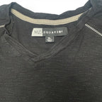 M.C.2 Black 100% Cotton V-Neck Pocket T-Shirt with Zipper Detail Size XL