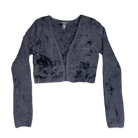 Forever 21 Fuzzy Knit Cropped Open Front Cardigan in Charcoal Grey