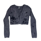 Forever 21 Fuzzy Knit Cropped Open Front Cardigan in Charcoal Grey