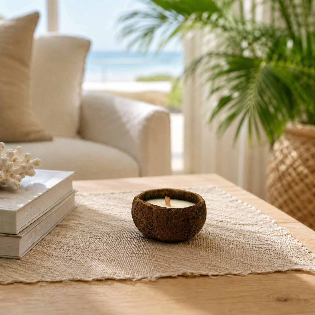 Coconut Reserve — Toasted Coconut + Vanilla Cream Candle (Coconut Shell Vessel) — 5 oz The Room Collective