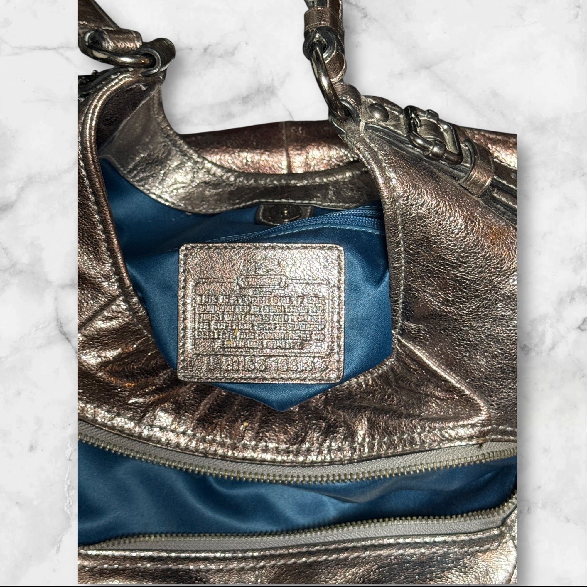 Coach Metallic Leather Hobo Shoulder Bag