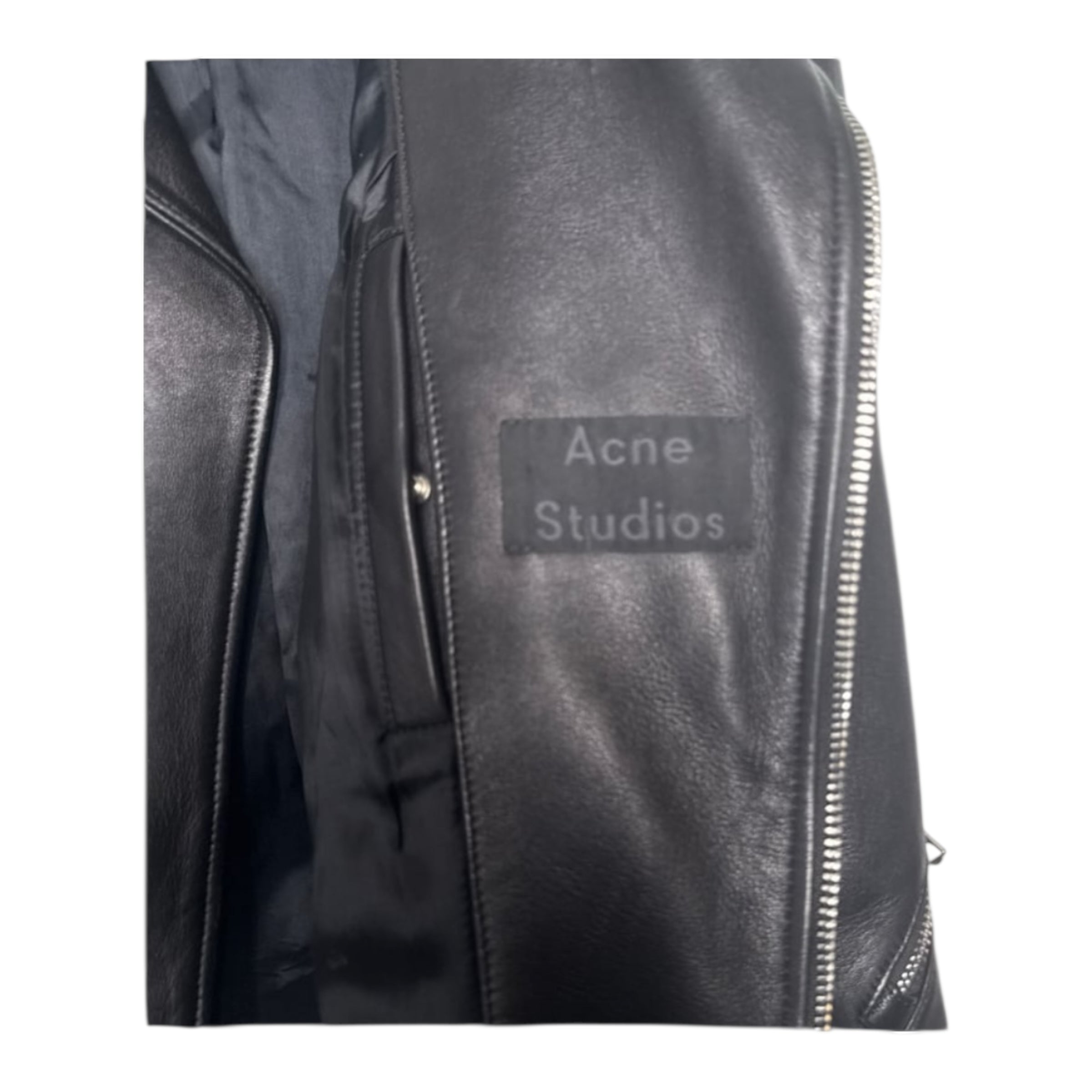 Acne Studios Nate Clean Leather Moto Biker Jacket Black