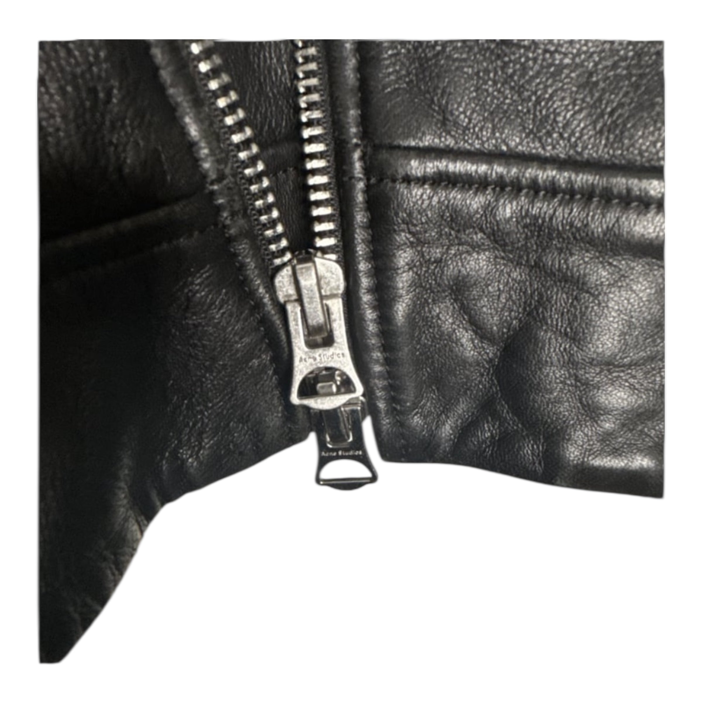 Acne Studios Nate Clean Leather Moto Biker Jacket Black