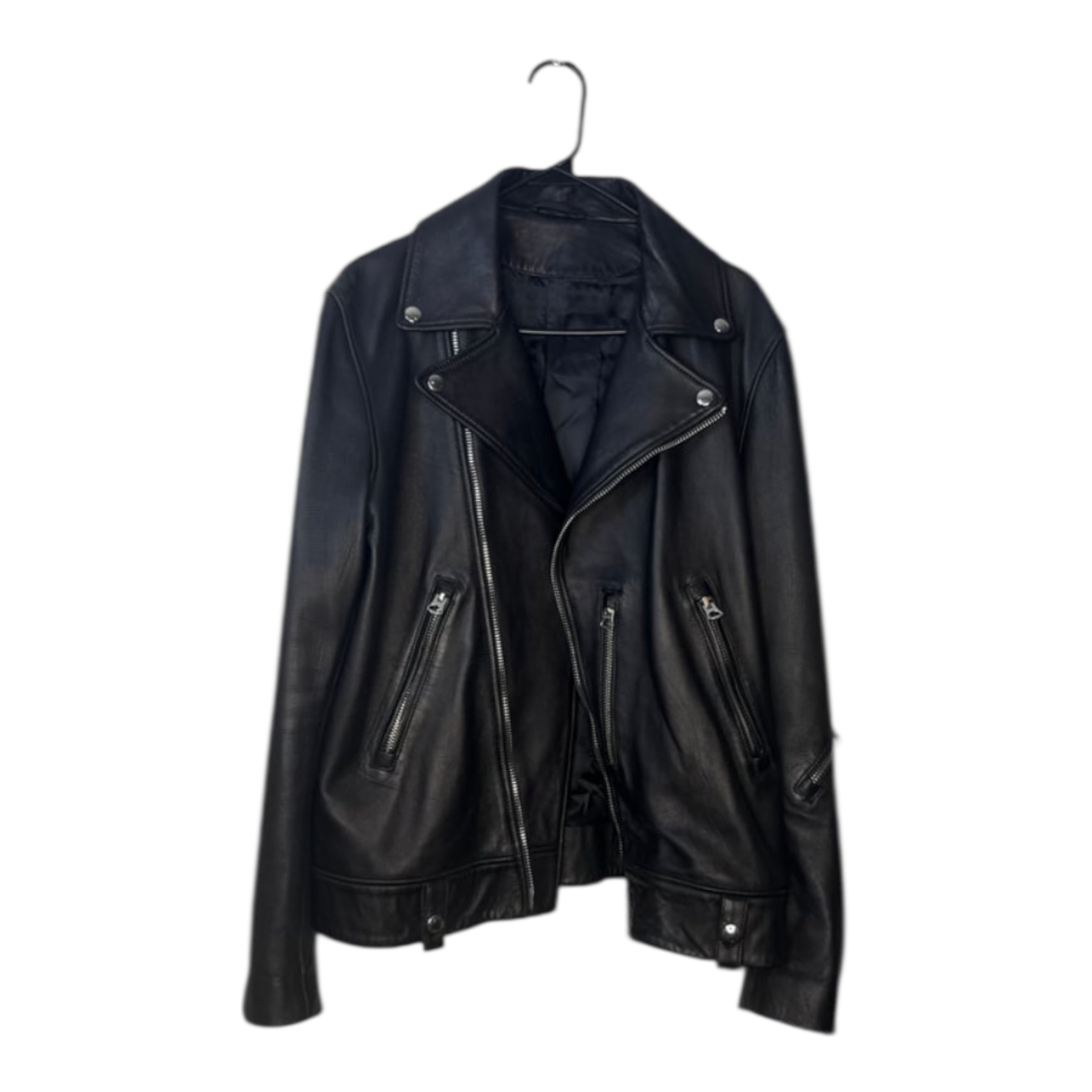 Acne Studios Nate Clean Leather Moto Biker Jacket Black