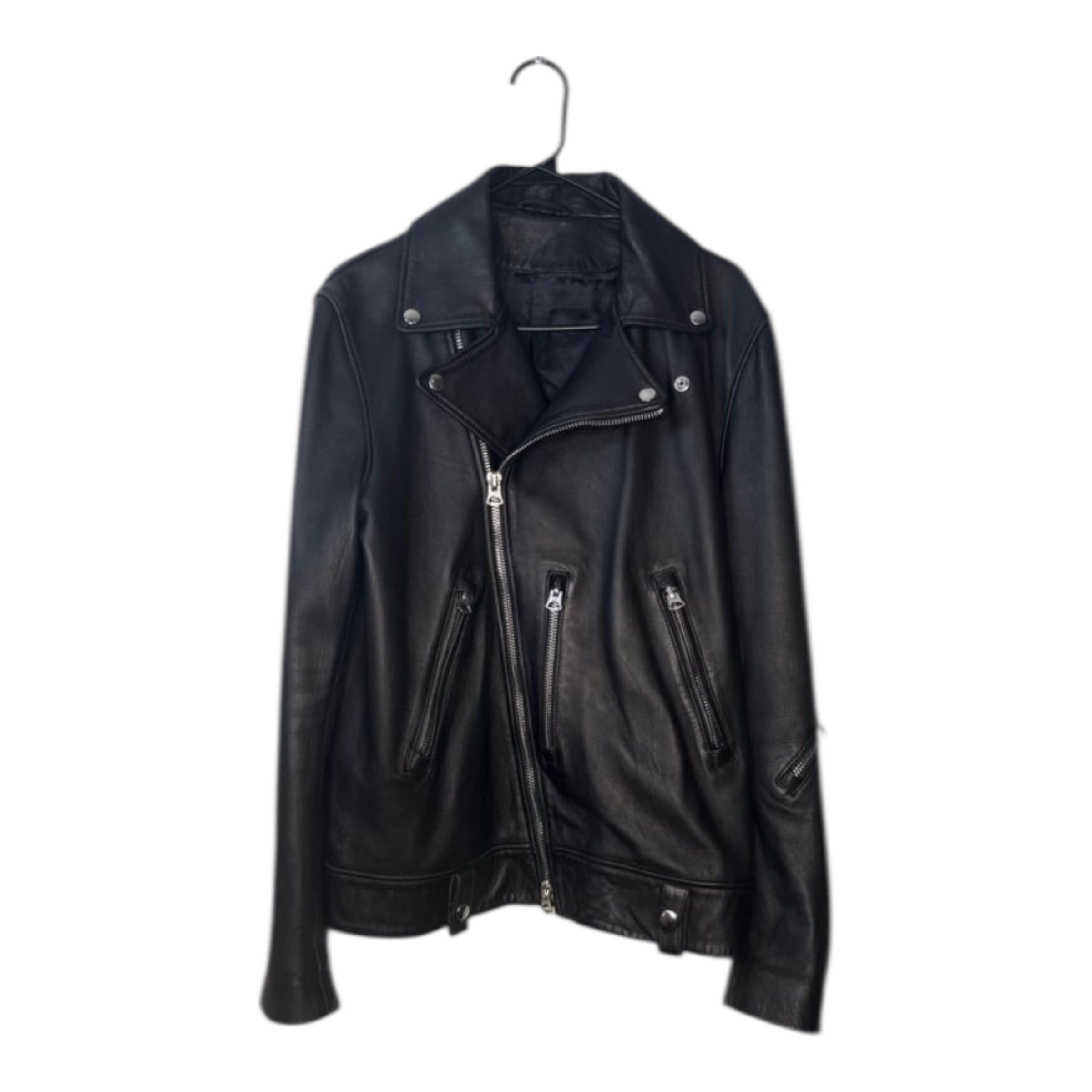 Acne Studios Nate Clean Leather Moto Biker Jacket Black
