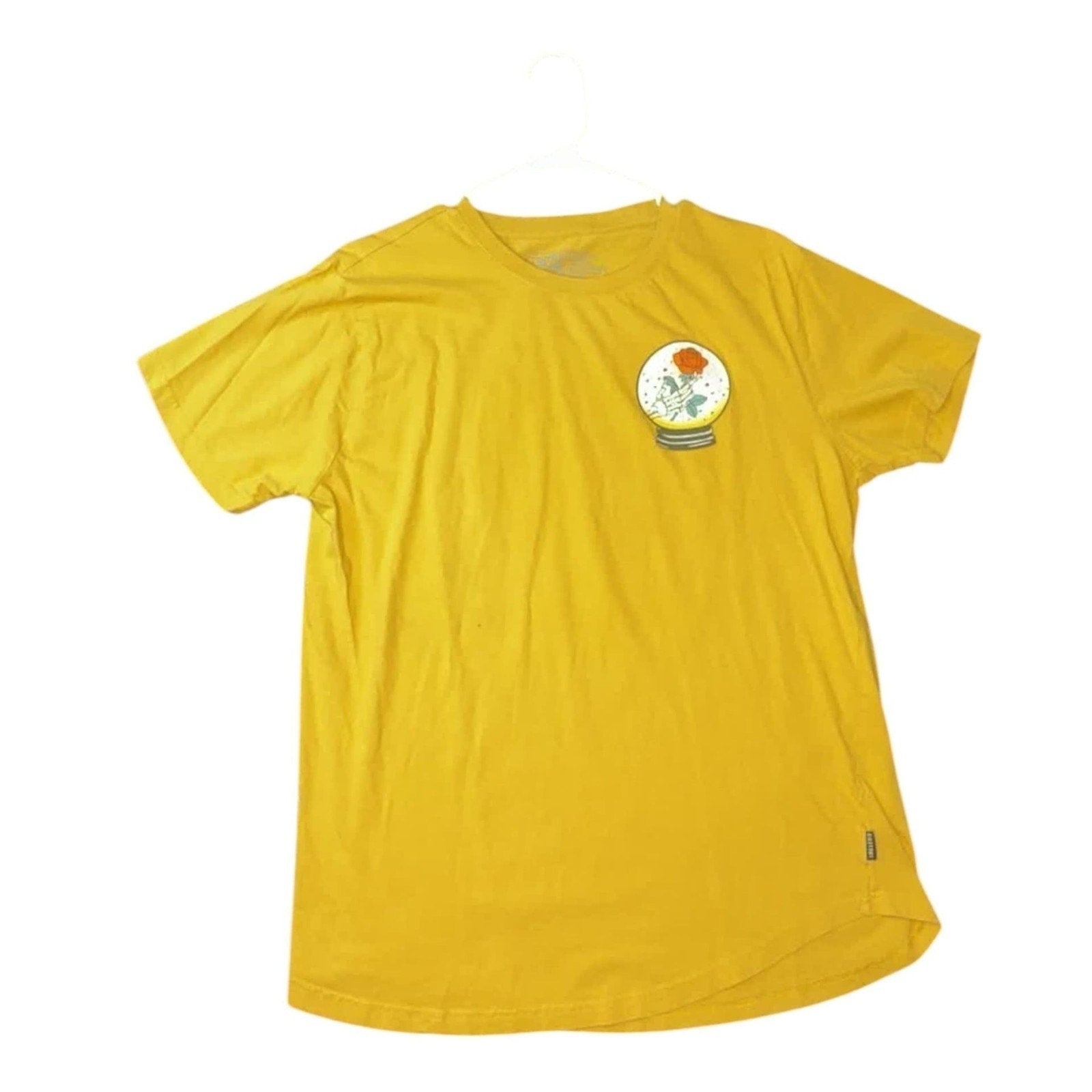 Free World Mustard Yellow Skeleton Rose Crystal Ball T-Shirt