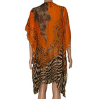 La Moda Embellished Animal Print V-Neck Kaftan Beach Cover-Up-one size