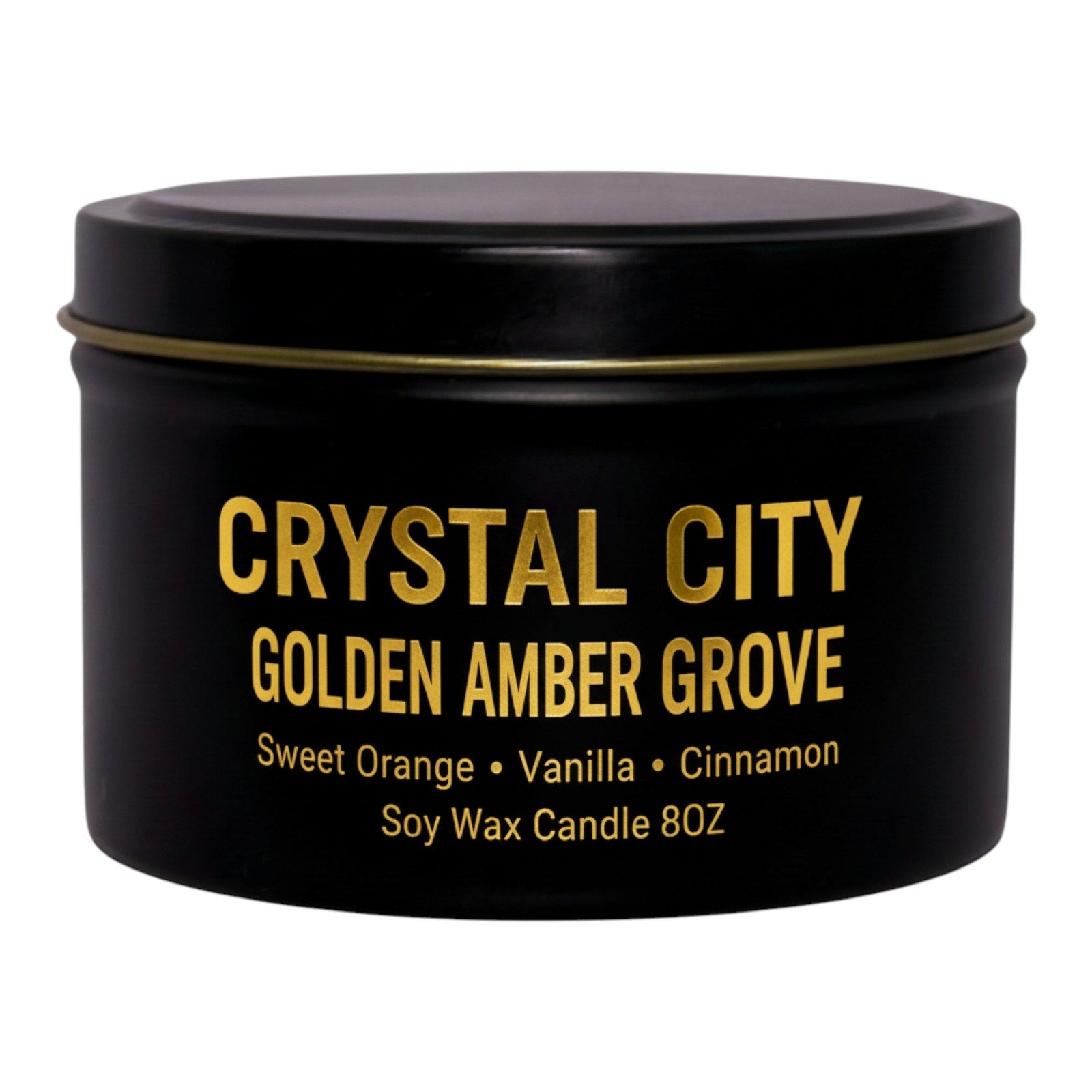 Golden Amber Grove Luxury Soy Wax Crystal Candle  8 oz