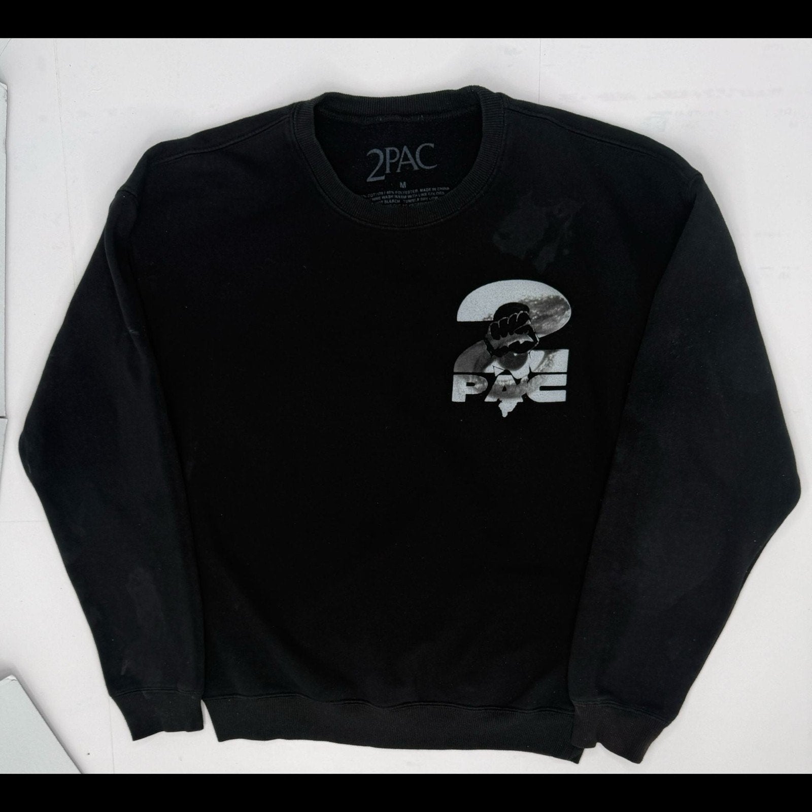 2Pac Against All Odds Black Graphic Crewneck Sweatshirt M