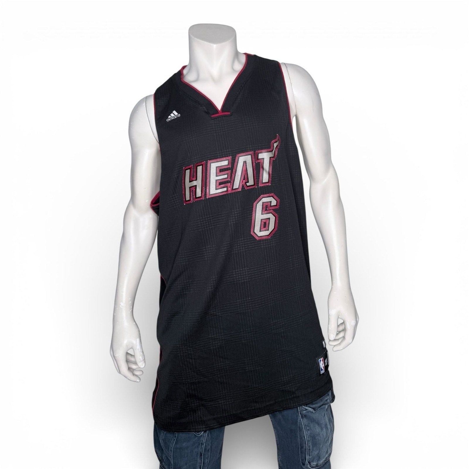 Adidas LeBron James #6 Miami Heat Limited Edition Blackout Plaid Basketball Jers