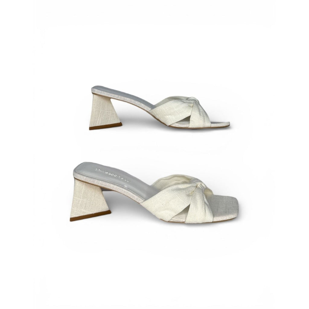 Princess Polly Brielle Knot Detail Block Heel Mules in White
