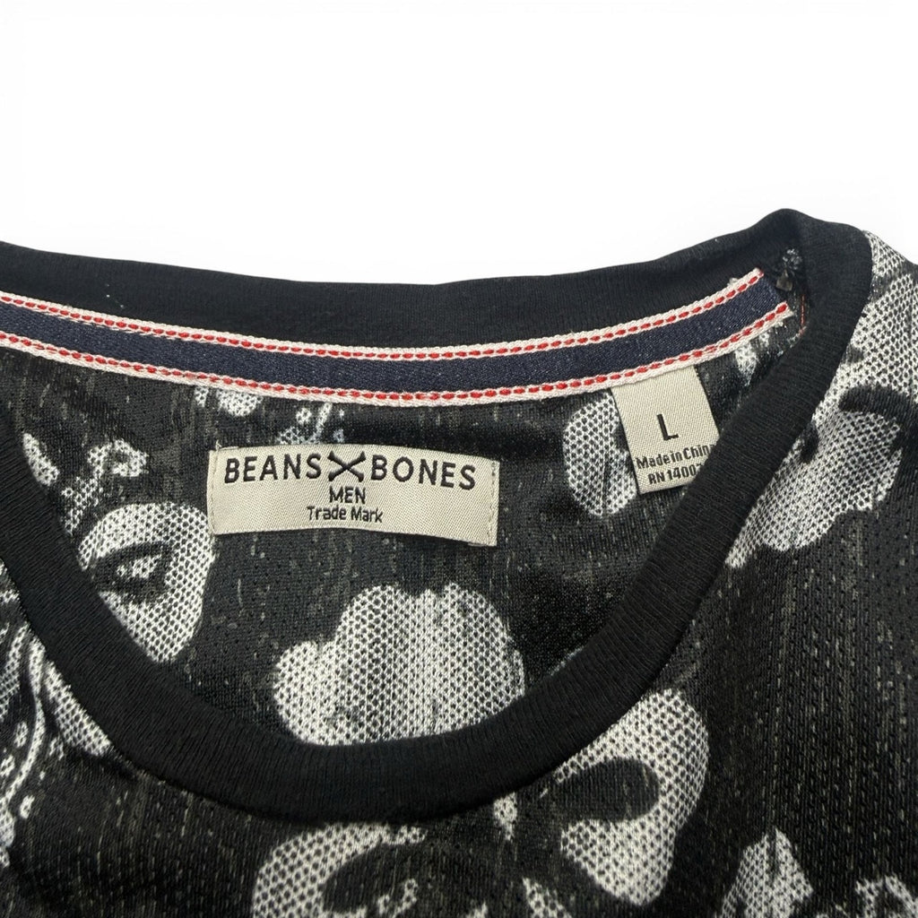 Beans x Bones Men's Hibiscus Print Pocket T-Shirt Size L