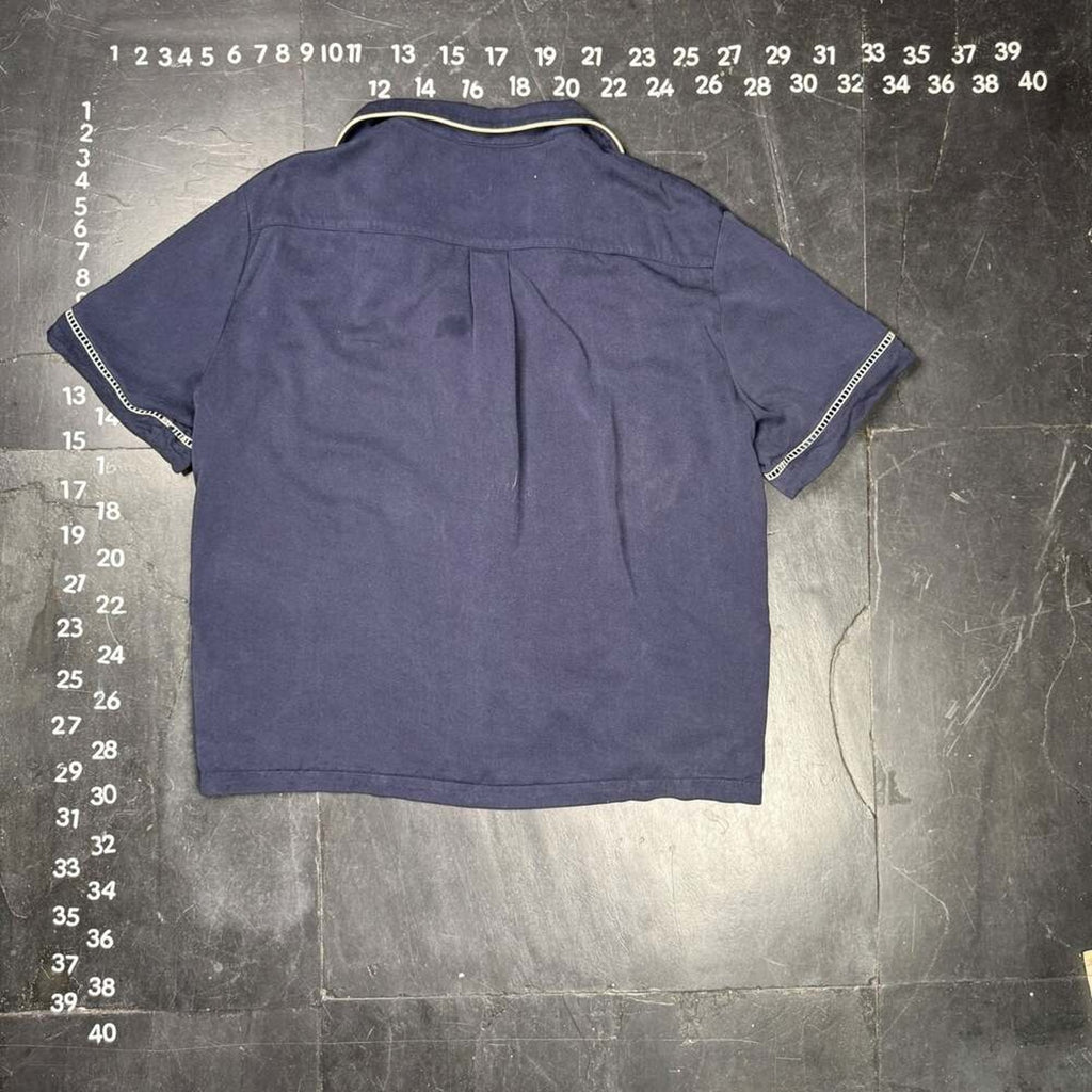 Tombolo 100% Tencel Navy Blue Short Sleeve Button Down Shirt Size XL