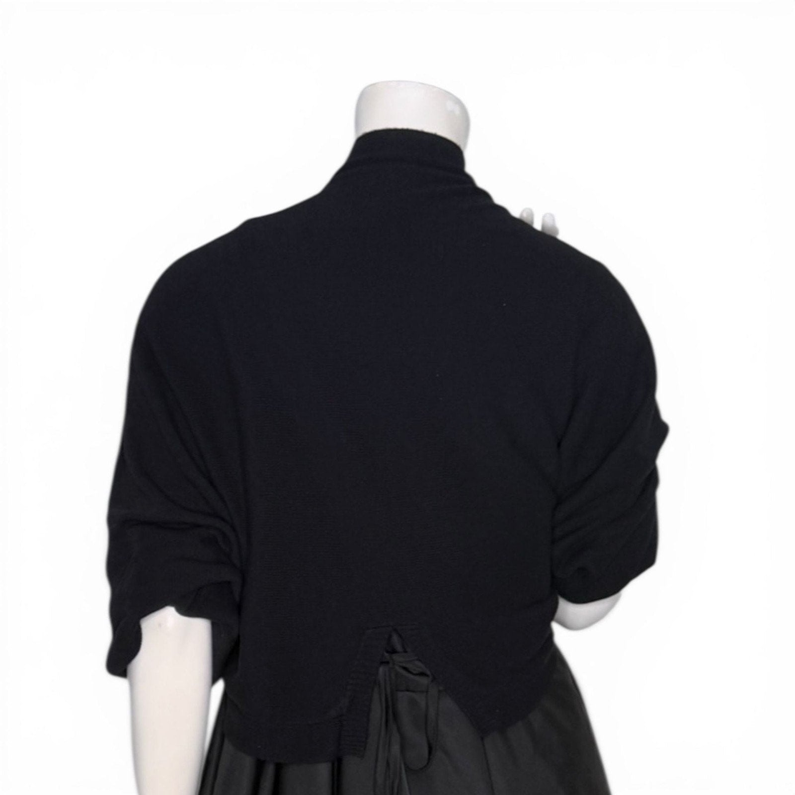 Black Cropped Open Front Cocoon Cardigan Bolero Sweater