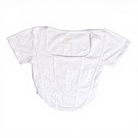 Angel Cult White Square Neck Short Sleeve Corset Crop Top