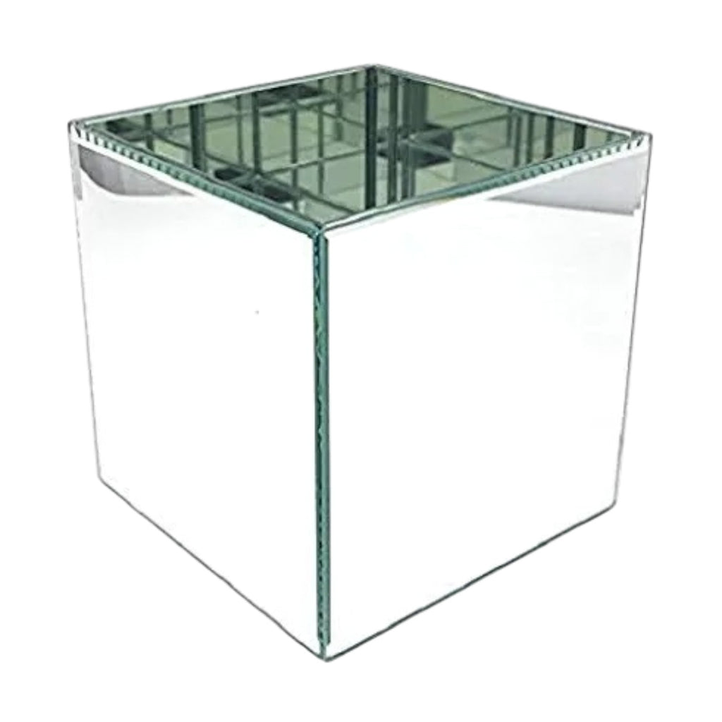 4 Pack 5” Mirror Glass Cube Vases | Wedding Table Centerpieces | Modern Reflective Floral Boxes