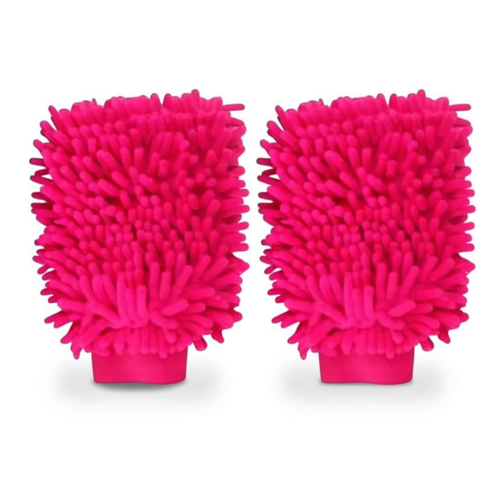 Chenille Car Wash Mitt –Microfiber Glove for Cars, Absorbent Wash Mitt with Elastic Cuff (2 Pack)