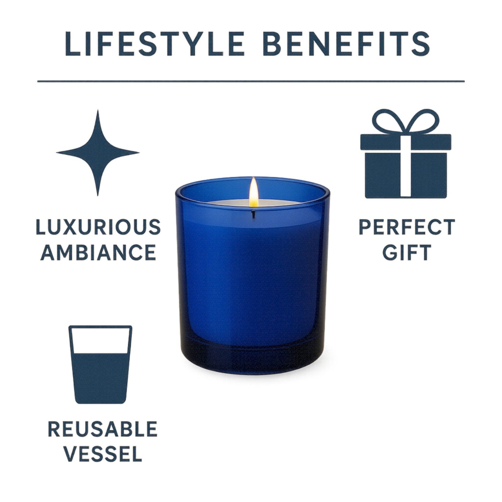 Blue Hour — Bergamot + Fresh Air + Cedar Candle (Cobalt Square Glass) — 18 oz