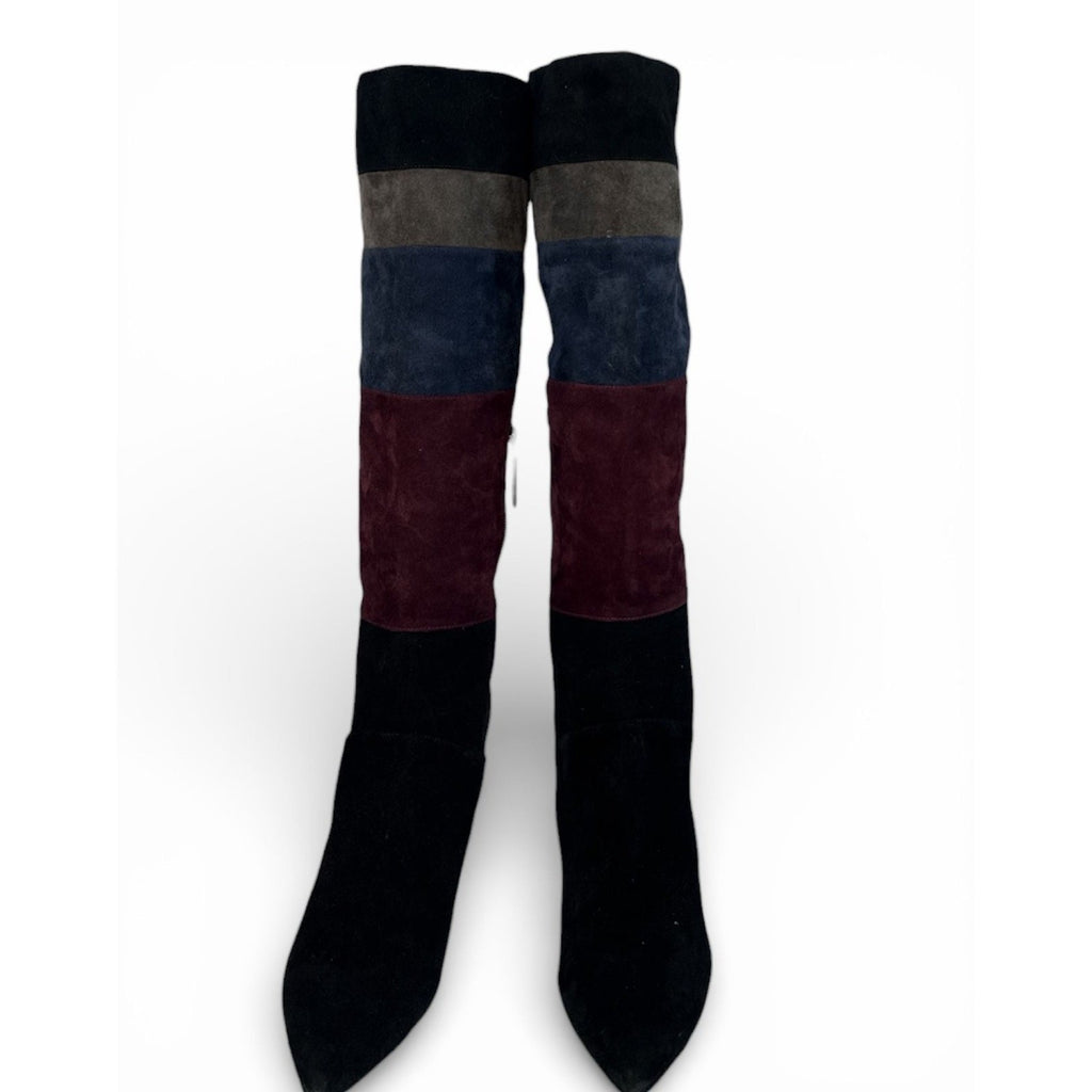 Nine West Toprank Colorblock Suede Stiletto Knee High Boots
