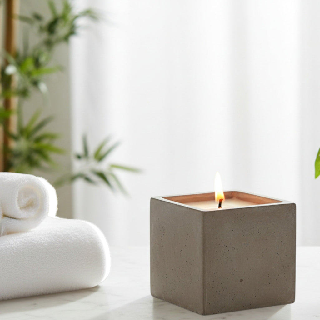 Soft Timber — Warm Vanilla Cedar Candle (Large Stone Block) — 14 oz / 35 oz